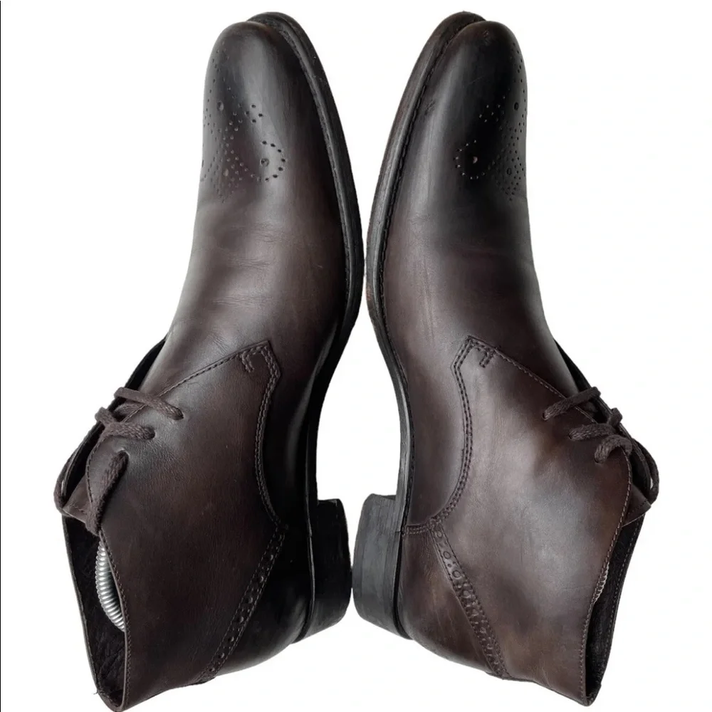 John Varvatos USA Brown Leather Wingtip Dress Ankle Boot Size 9.5M